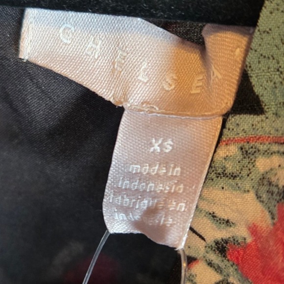 CHELSEA 28 Floral Puff Sleeve Tie Front Maxi Dress Black Pink Green XS - Picture 5 of 8